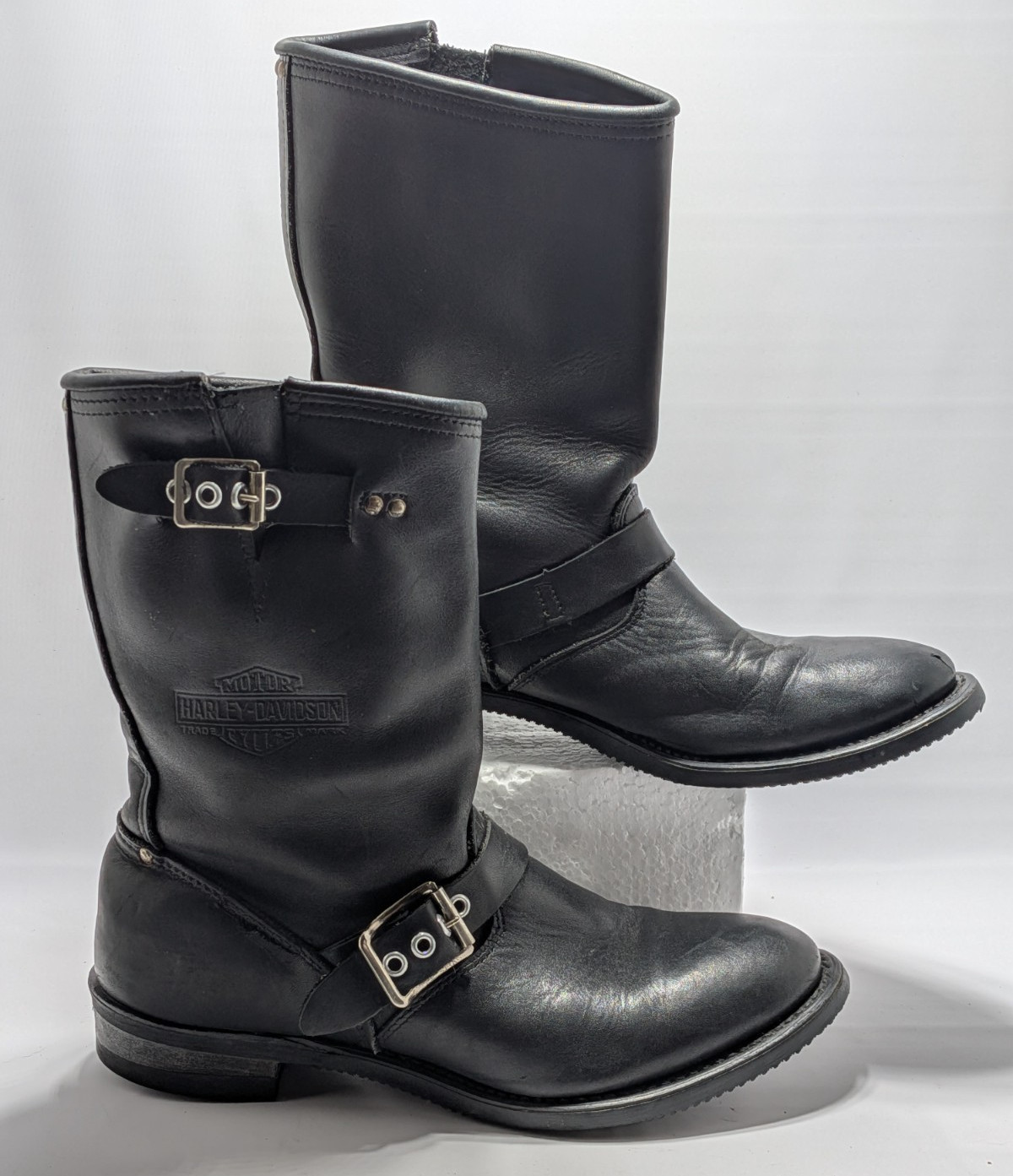 Harley Davidson Black Leather Engineer Harness Motorcycle Boots Biker Womens 8