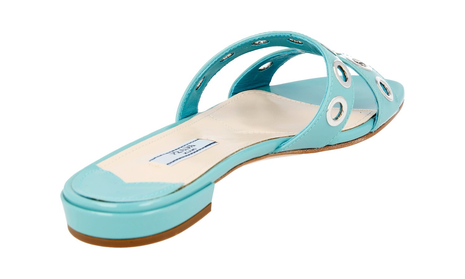 PRADA Patent Leather Slides Sandals – 1XX250 – Turquoise – NEW – US 6.5 EU 36,5