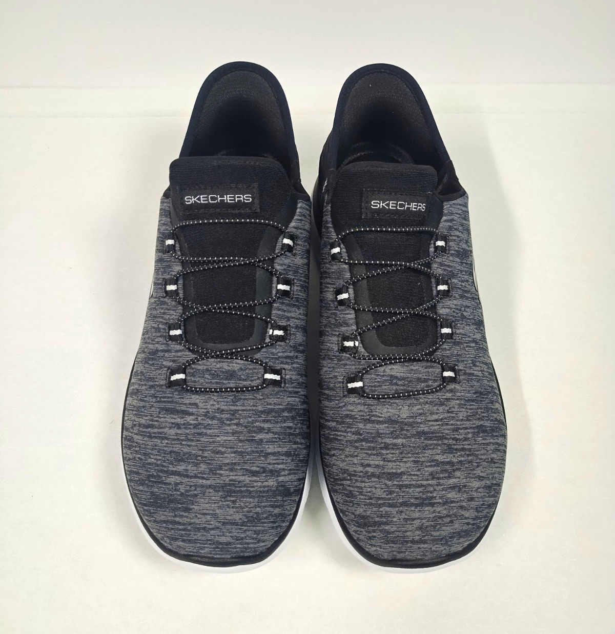 SKECHERS Summit Slip-ins Wide Fit Memory Foam Womans Walking Sneaker Gray/Black