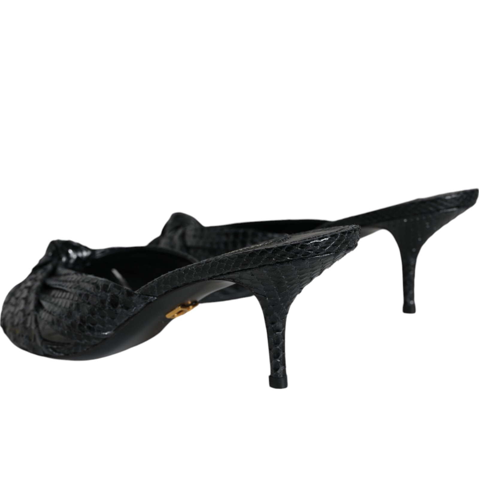 DOLCE & GABBANA Shoes Black Leather Heels Slides Sandals EU38.5 / US8 1200usd