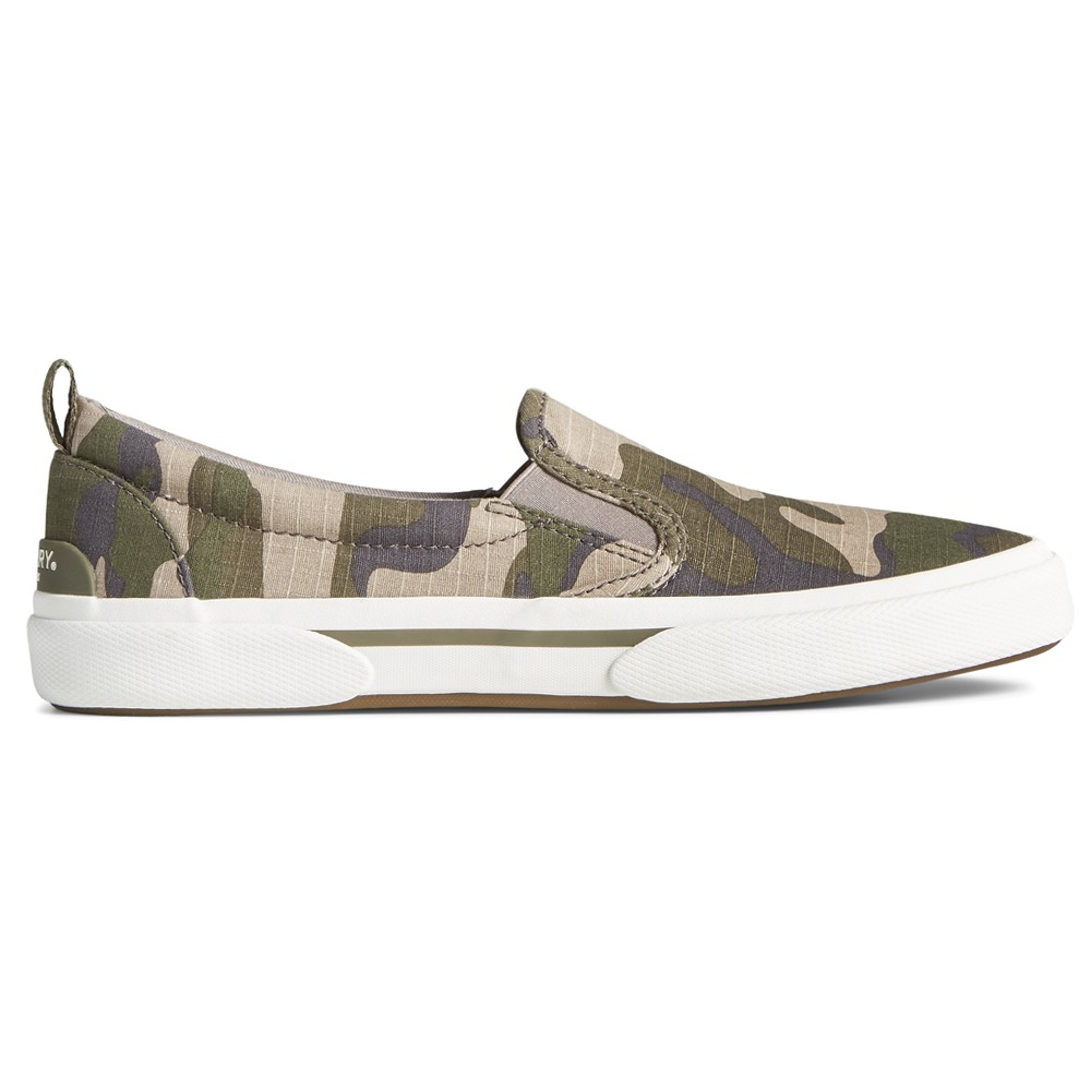 Sperry Pier Wave Camouflage Slip On Sneaker Womens Green Sneakers Casual Shoes S