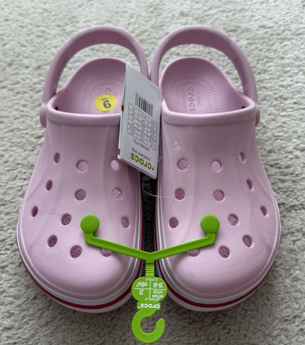 New CROCS Women’s BAYABAND CLOG 205089-6TG PINK SANDALS US W9/M7