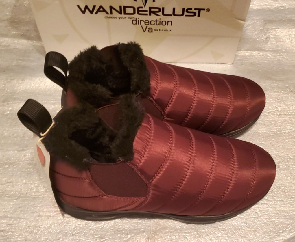 WANDERLUST SZ 8.5 W BOOTS «FEATHER» Wine, Waterproof, Resist Heat Loss to-4F
