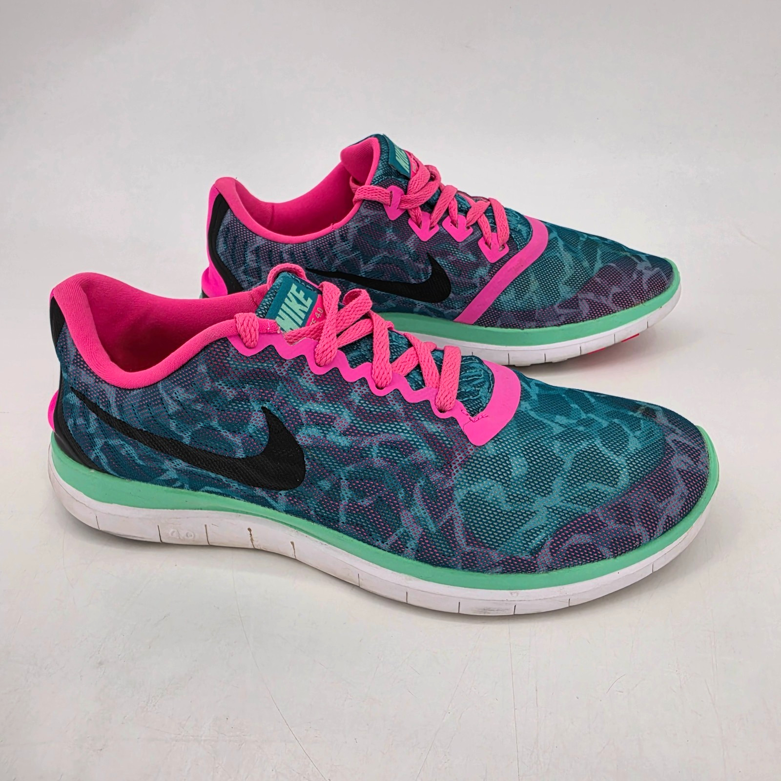 Nike Free 4.0 Print Shoes Women’s Size 8.5 Green Pink Black Teal 729515-300