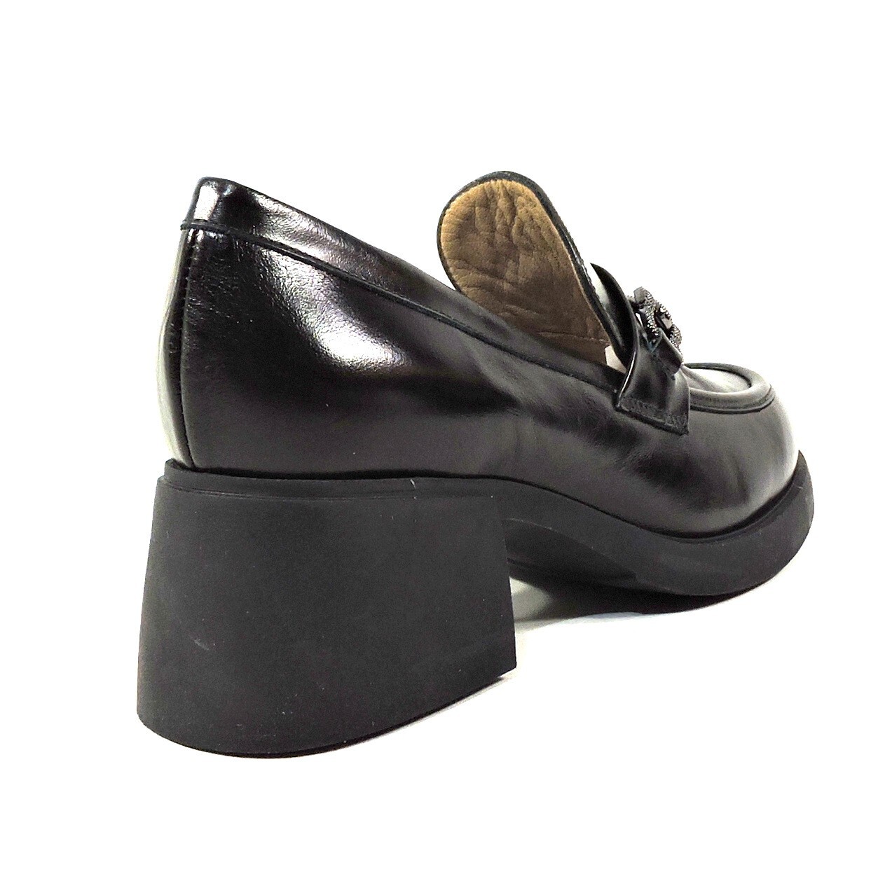 CHIARA COLINI 🇮🇹 WOMEN’S BLACK SOFT LEATHER COMFORT HEELED LOFERS
