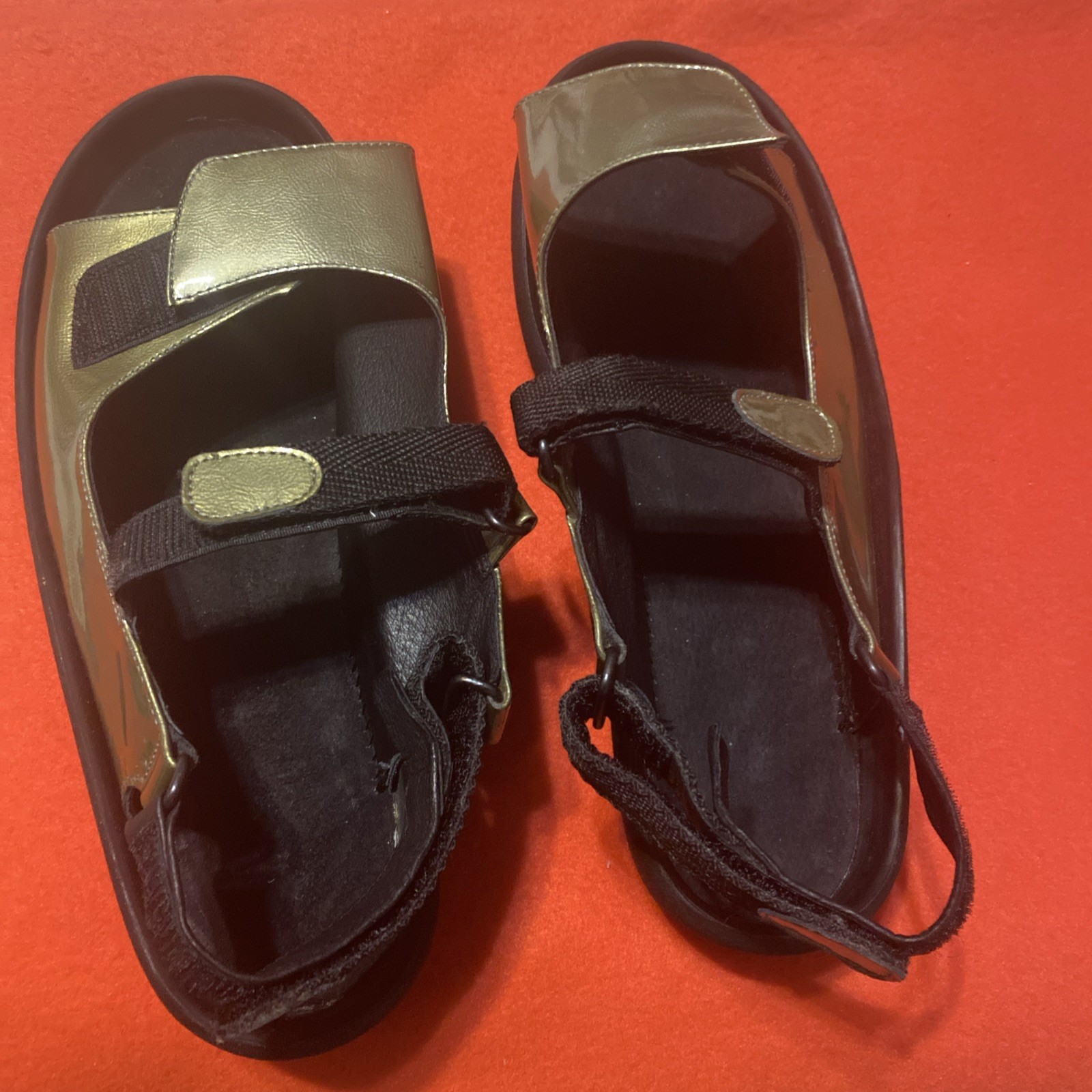 Wolky Silver Patent Leather Sling Back Sandals Wm Sz42/10-10.5 Removable Footbed