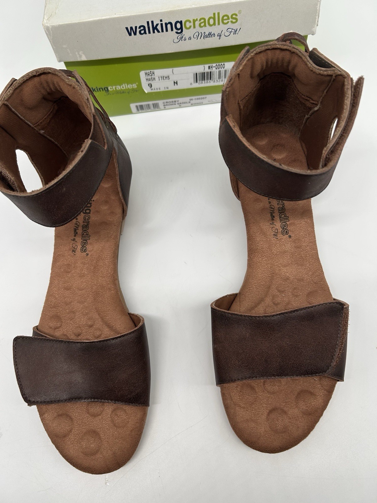 Elites Walking Cradles Brown Leather Ankle Strap Sandals Comfort Bumps 9 N