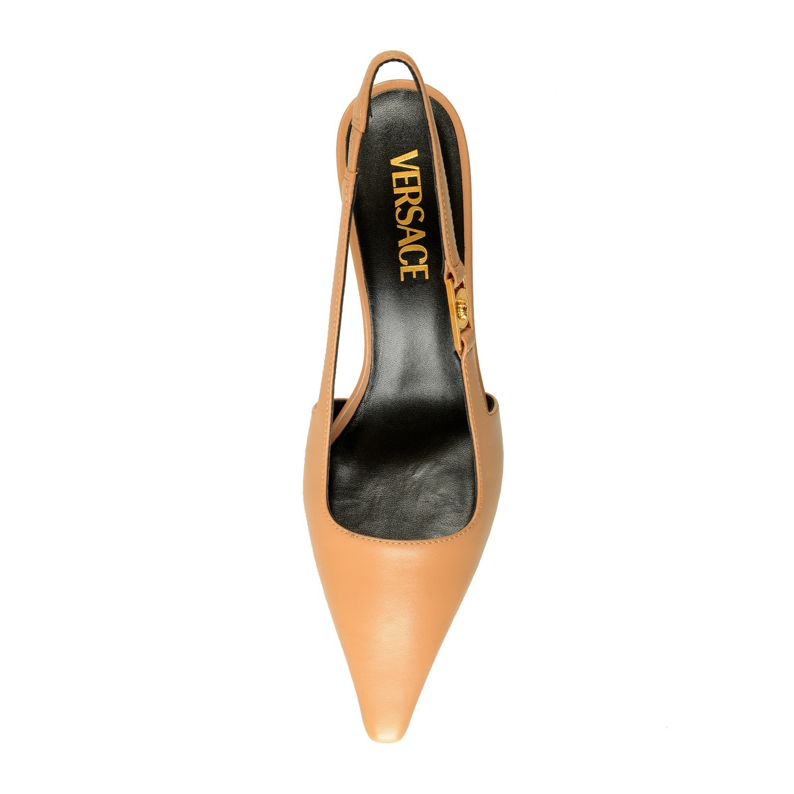 Versace Women’s Pale Nude 100% Leather Heeled Pumps Shoes US 6 IT 36