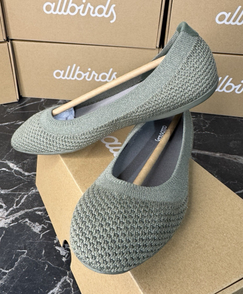 NEW ALLBIRDS TREE BREEZER RUGGED GREEN BALLET FLATS SHOES CASUAL WOMENS SIZE 9