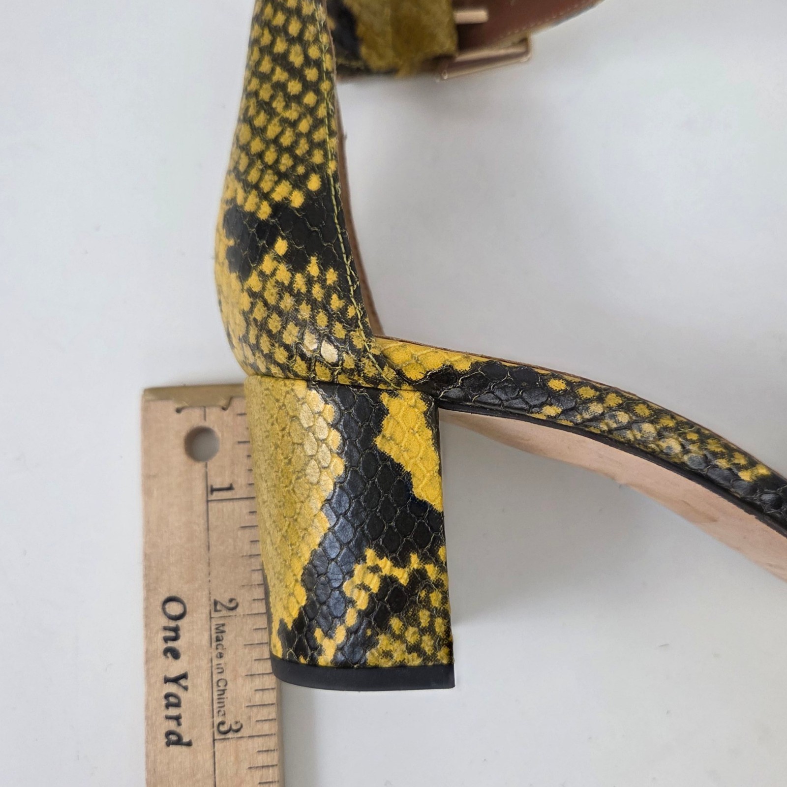 Paris Texas Snakeskin Leather Heels Sandals Open Toe Womens 37 Yellow Designer