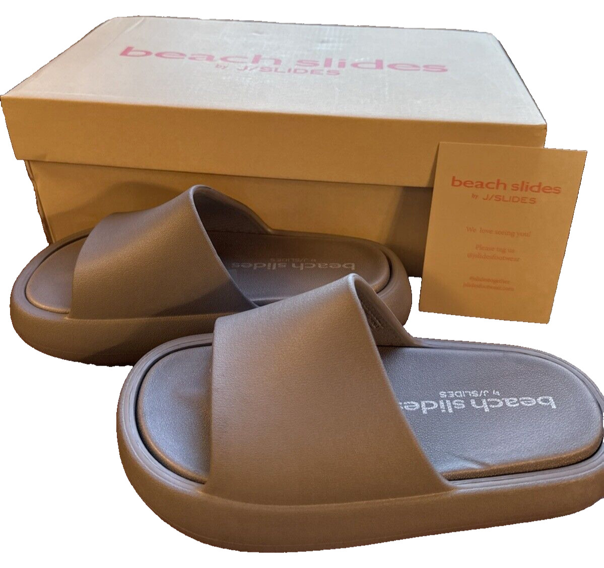 J SLIDES Gray EVA SQUISH BEACH SLIDES Women’s Size 6 New in Box