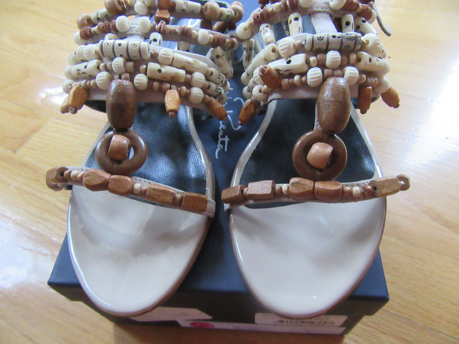 NIB Oscar de la Renta Corinne Embellished Strappy Flat Sandals Size 7 M