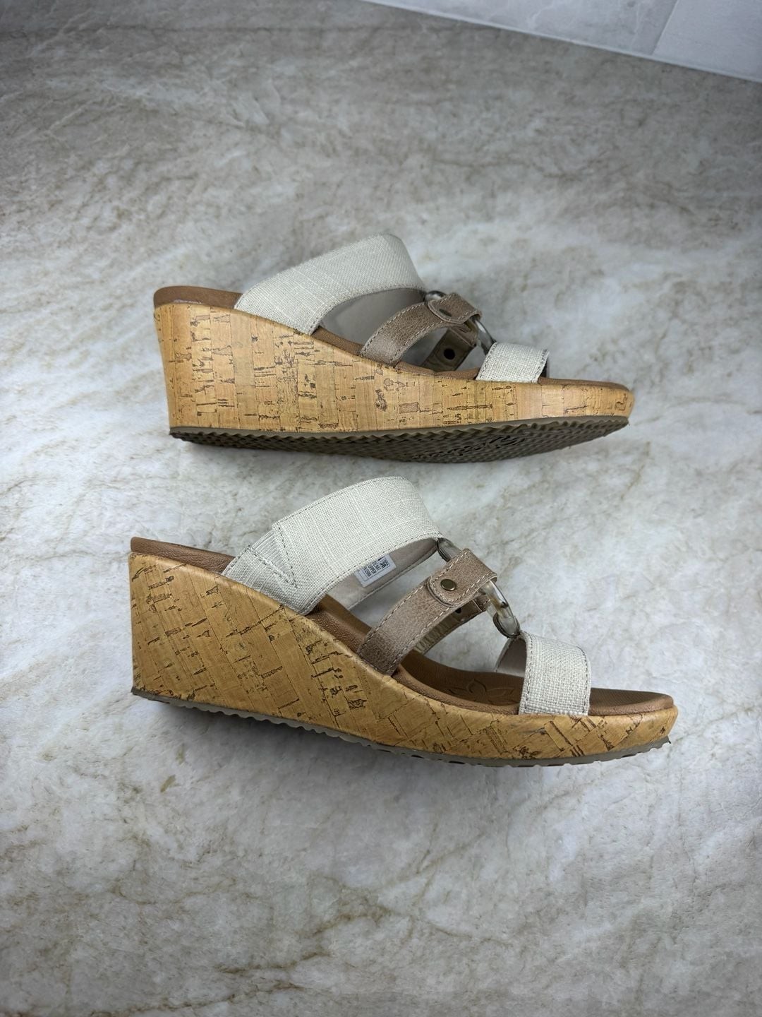 Skechers Beverlee Sail Away Natural Wedge Sandals Luxe Foam Women’s Size 7