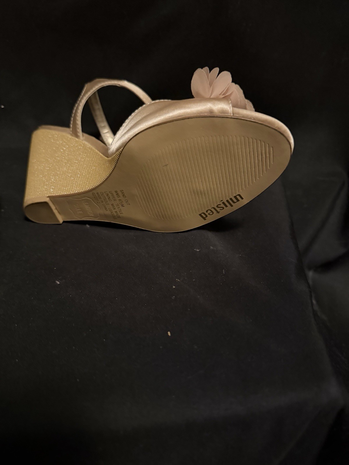 Unlisted Women’s Wedge – Size 6 1/2 – Champagne Metallic Strappy Heels