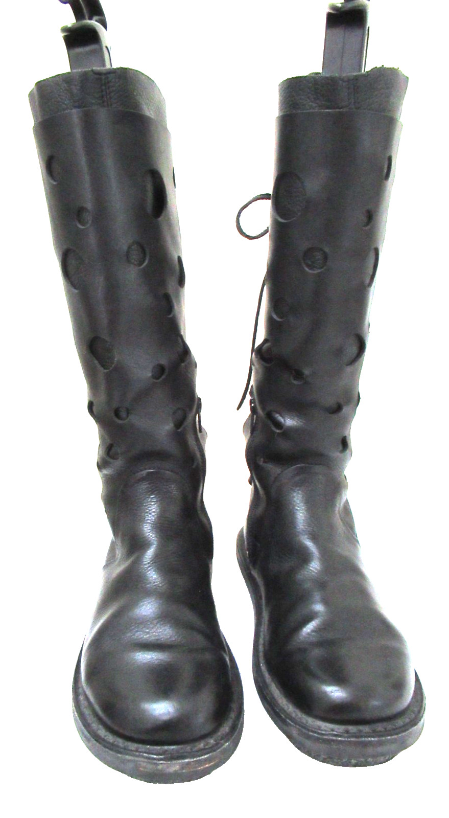From Germany: TRIPPEN Black Leather Tall Boots w/Round Perforations, 37 (6 1/2)