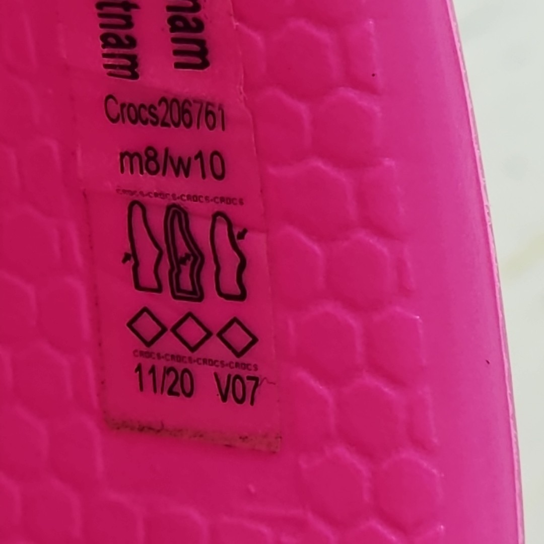 Crocs Classic Dual Band Womens 10 Mens 8 Pink Slip On Slides Sandals 206761
