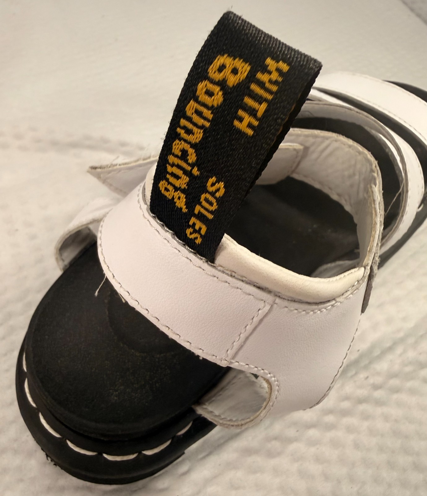Womens Dr Martens Blaire Sandals Size 7 White Strap Black Sole Doc Martens