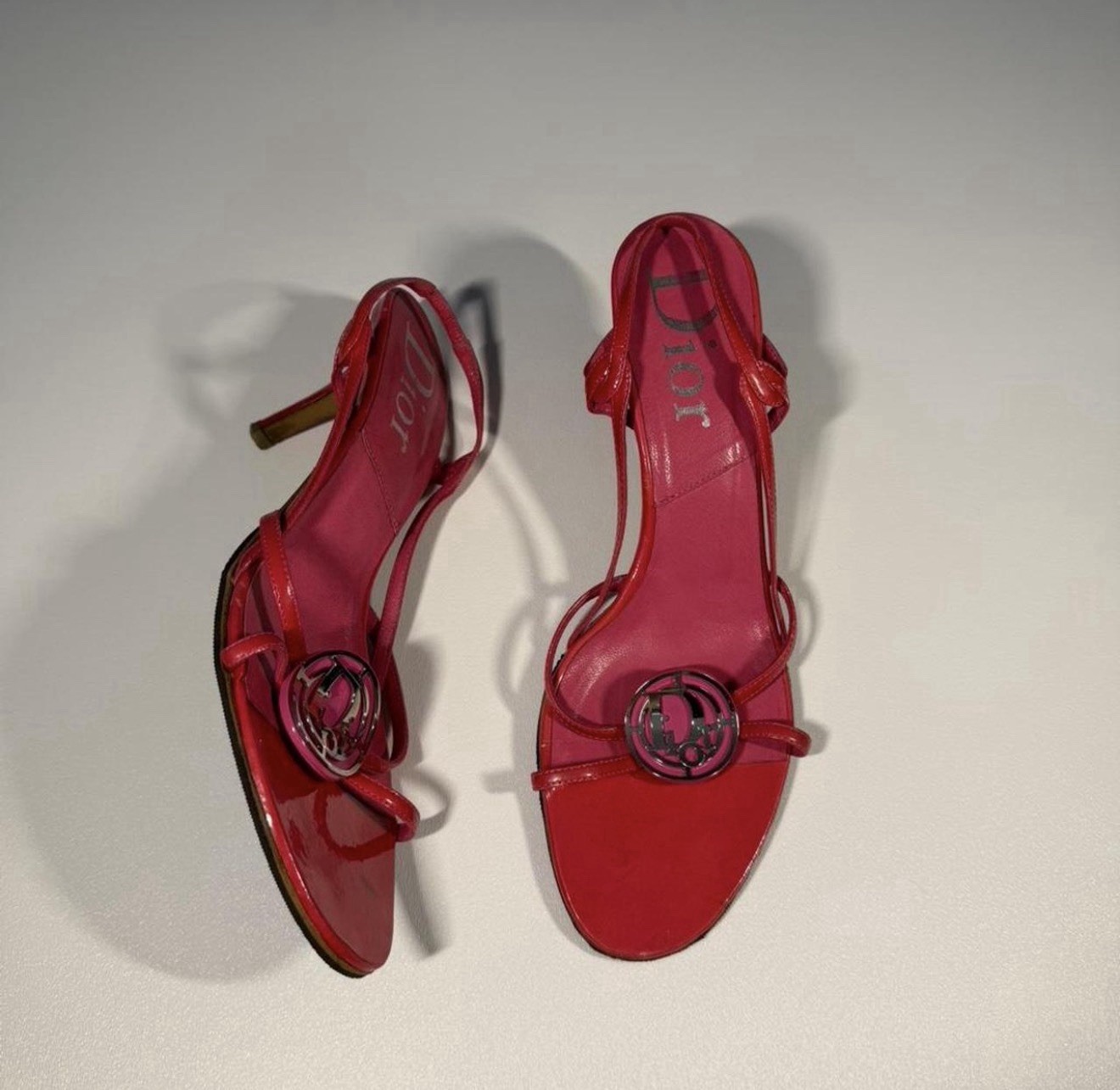 Dior Women’s Leather Strappy Open Toe Slingback Stiletto Heels Pink Red US 9