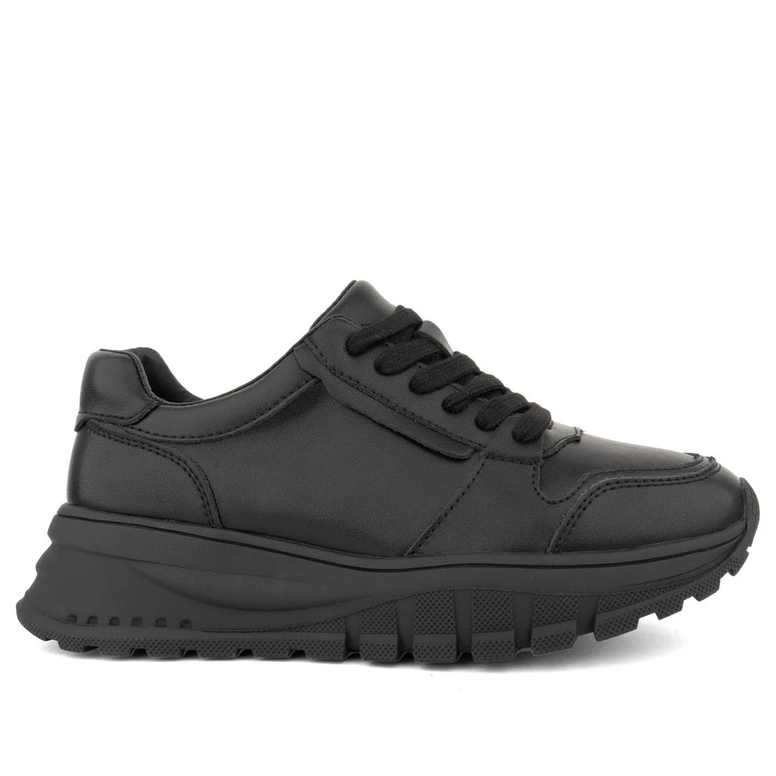 La Conte Women’s Black Leather Fashion Sneakers Casual LAC6590-25206-LEBLK