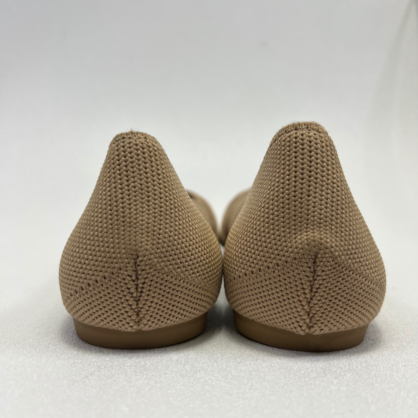 Tahari Catalina Flats Womens Size 9 Tan Knit Pointed Toe Knot Bow Ballet Slip On