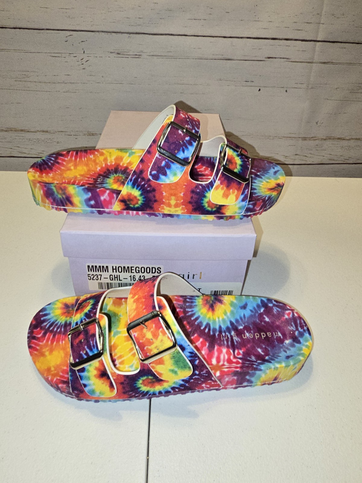 ** NEW Madden Girl Teddy-T Vibrant Tie Dye Slides Sandals Comfortable Adjustable