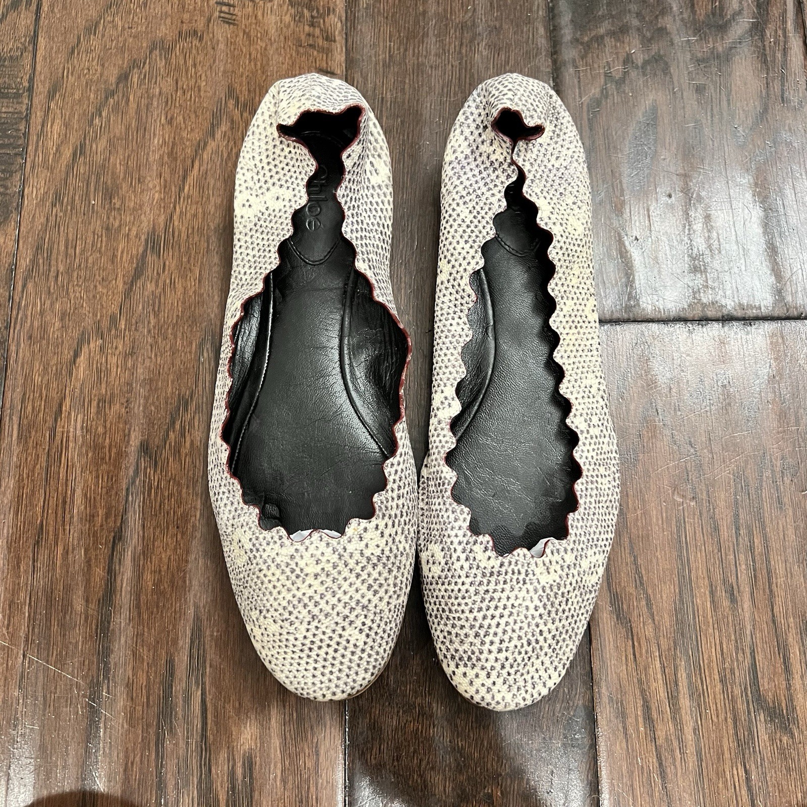 Chloé Lauren Python White/Grey Snakeskin-Embossed Leather