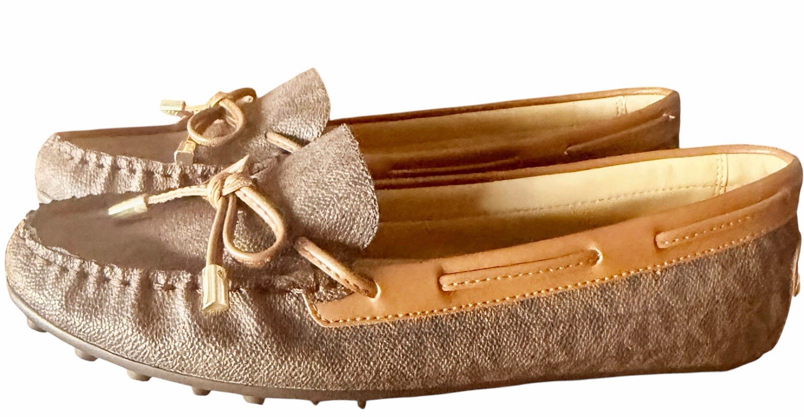 Michael Kors Moccasins Driver Loafers Brown MK Logo Flats Women’s Size 7 NWOB