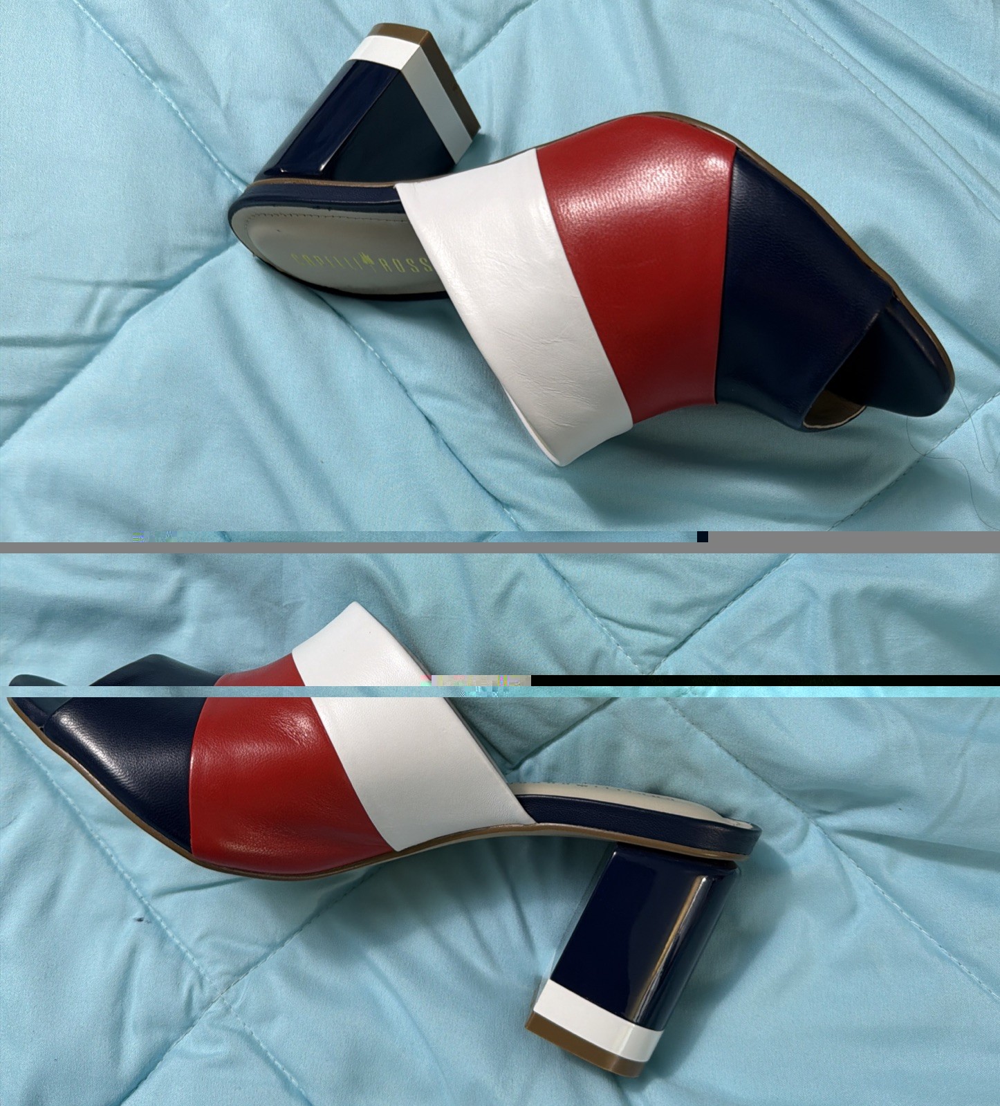 Capelli Rossi Brazil Women’s Size 37 (US 7.5) Navy Red White Slide Sandals NWT