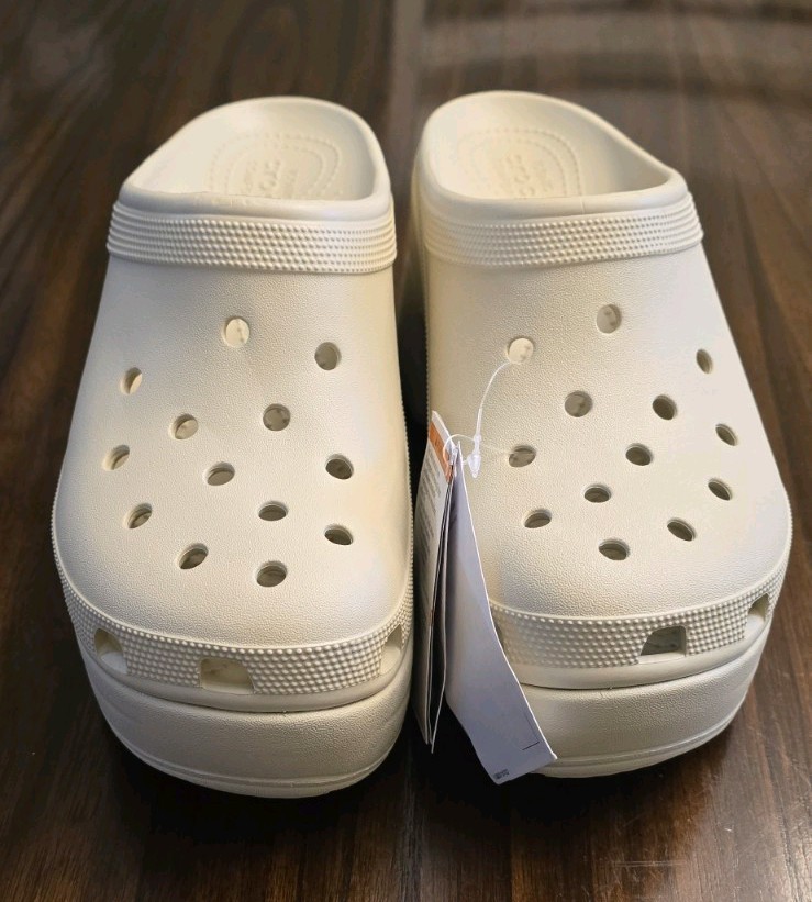 Crocs Siren Heeled Clog Bone Mules Size Womens 11 Mens 9 Platform Heel Sandals