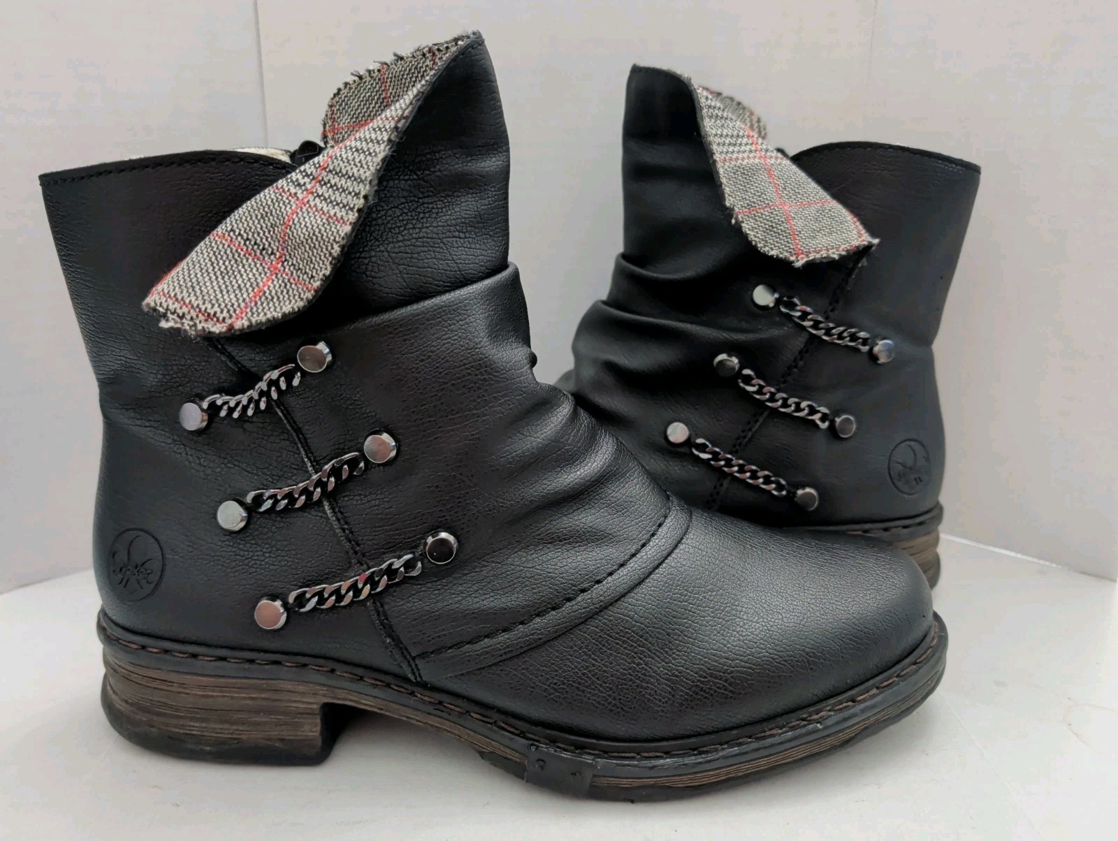 Rieker Women’s Felice 80 Schwarz Black Ankle Lined Boots Sz 41 / 9.5-10US