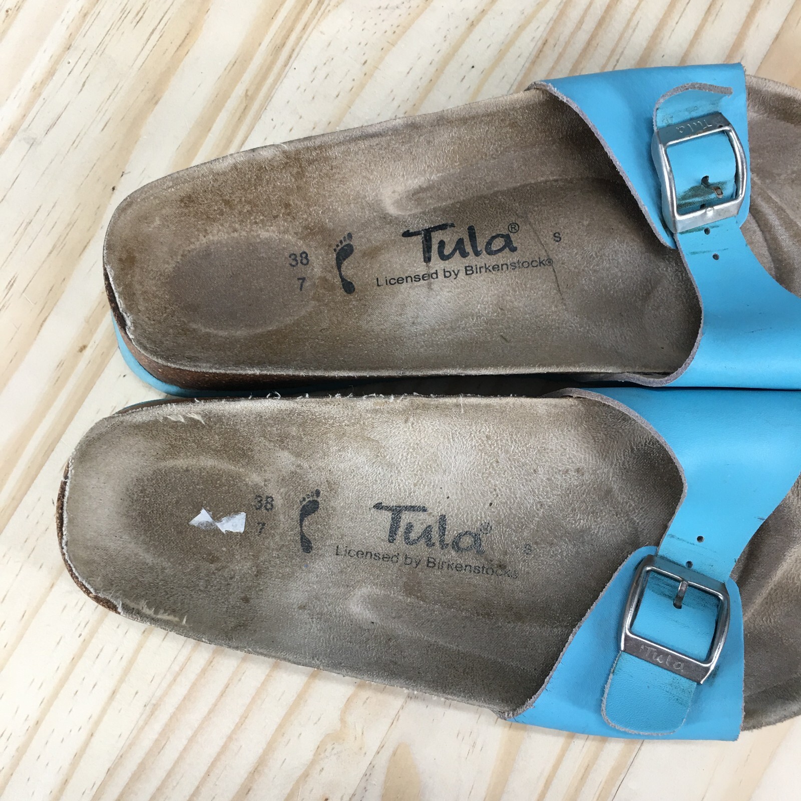 Tula By Birkenstock Sandals Womens 38 Narrow Slide Blue Casual Slip On Comfort