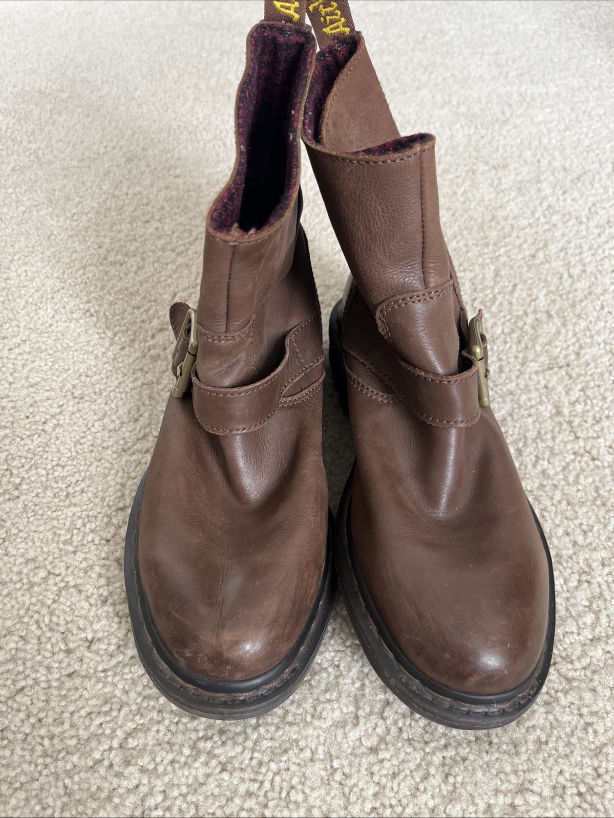 Dr. Martens Meg Biker Leather Ankle Boots Brown US 7 EU 38 Moto Grunge