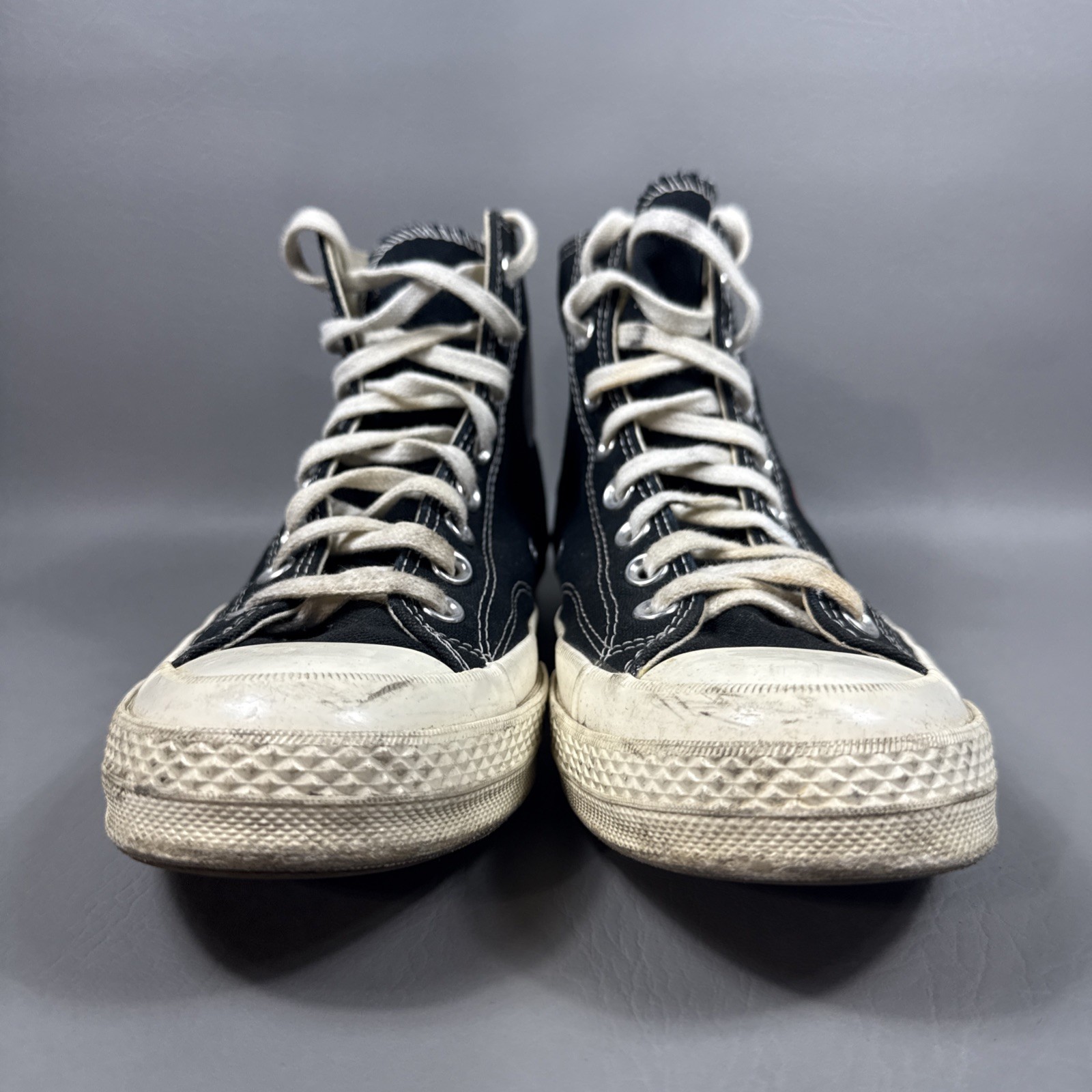 Converse x Play Comme des Garcons High-Top Sneakers Black RED Heart WOMENS SZ 9