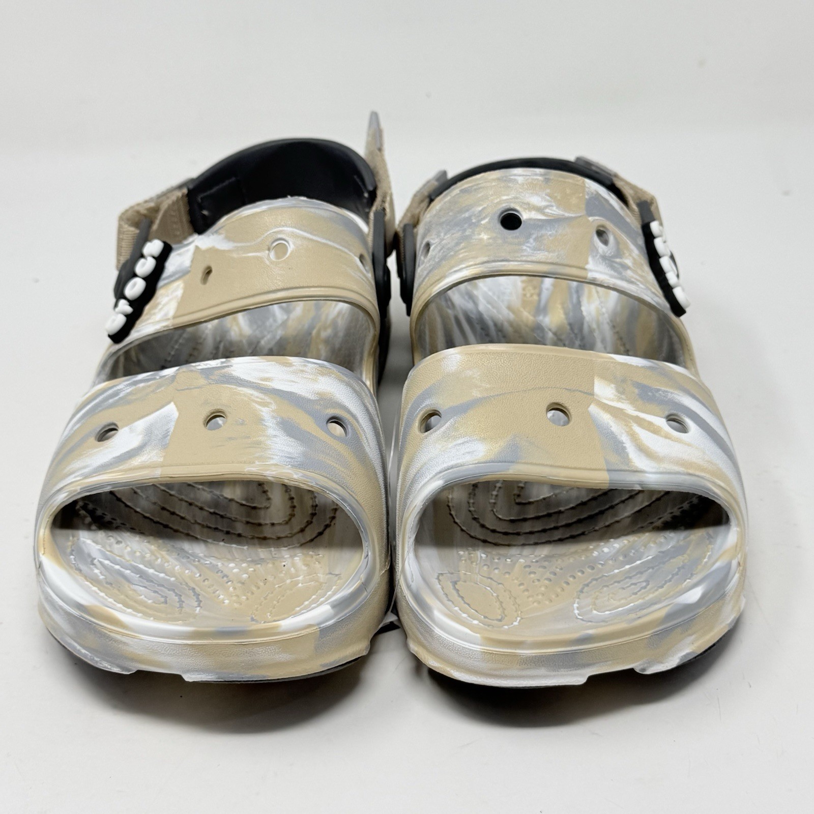 Crocs Classic All Terrain Sandals Womens 10 Brown Gray Marbled Ankle Strap