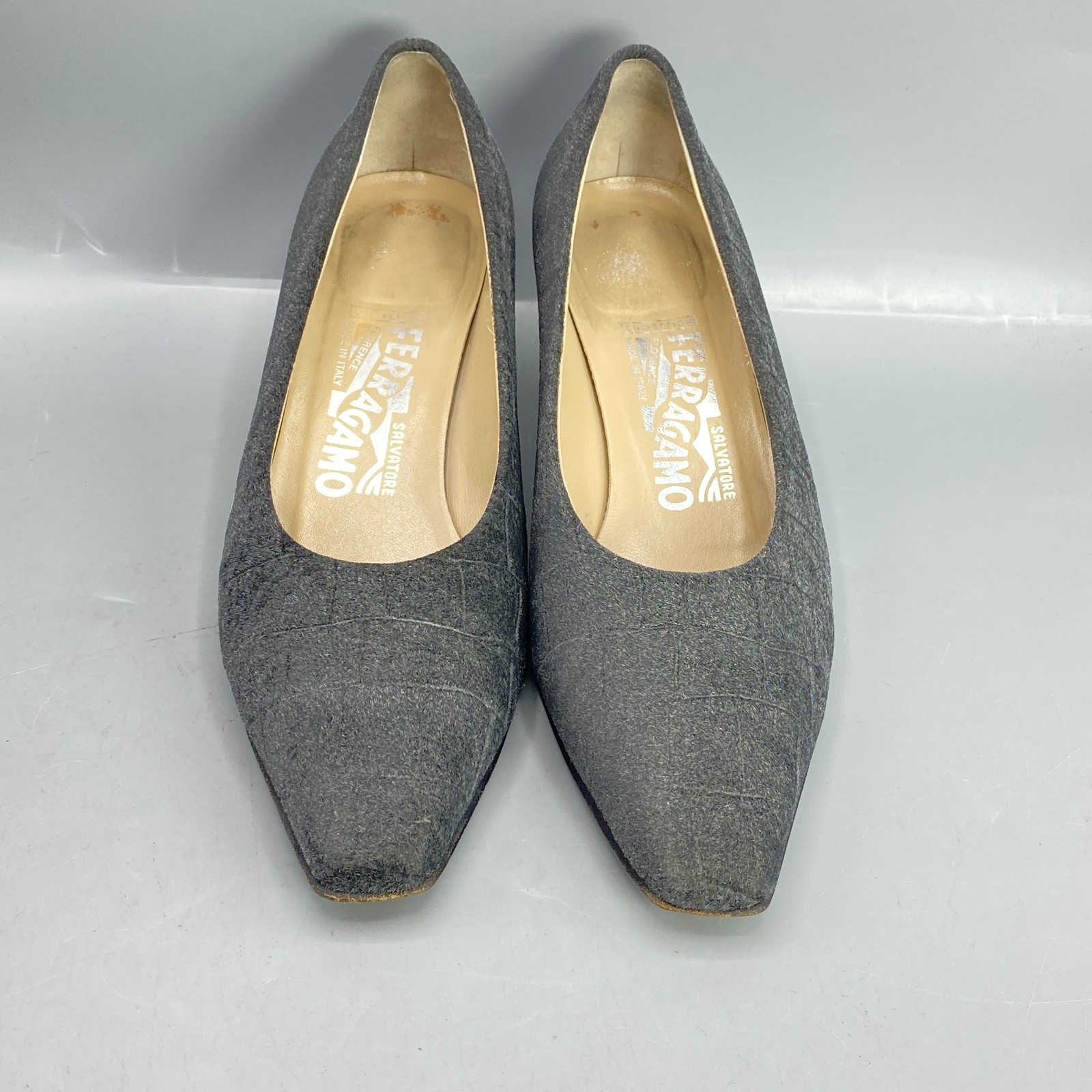 Salvatore Ferragamo Pumps Women’s 7.5 Gray Formal Business Career Slip On
