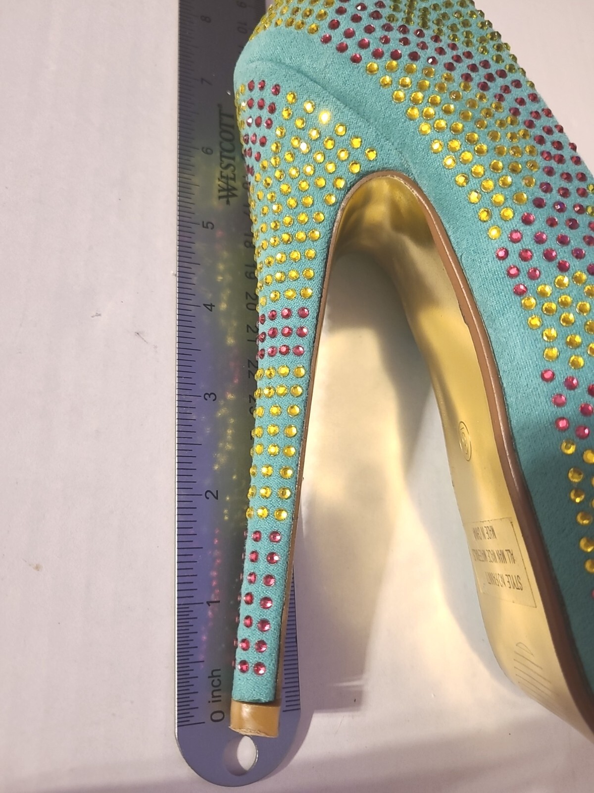 Herstyle Fannti Teal Pink & Yellow Beaded Stilletos Sexy Womens Shoes Size 6