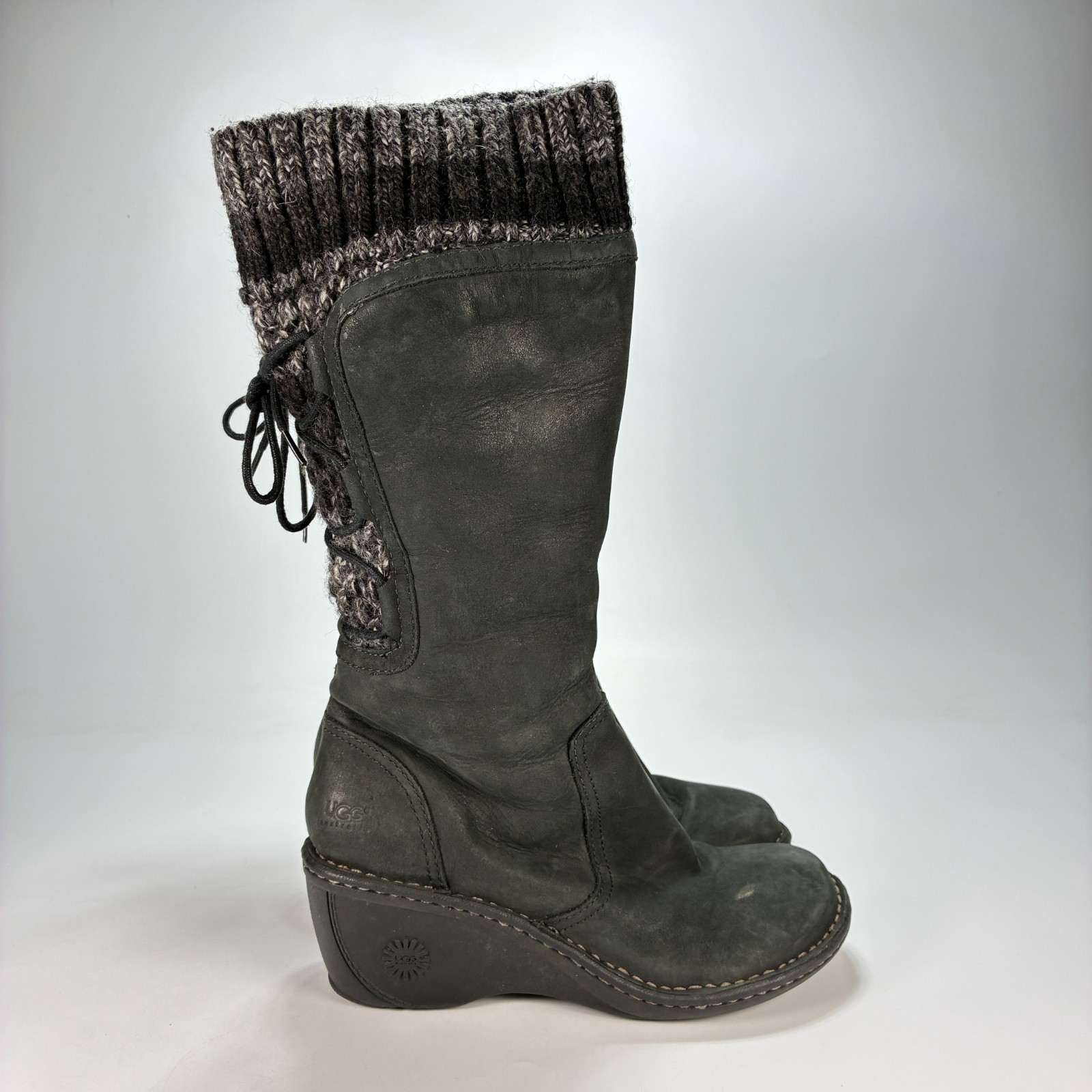 UGG Australia Skylair Black Gray Winter Wedge Mid Calf Boots 1936 Women’s Size 7