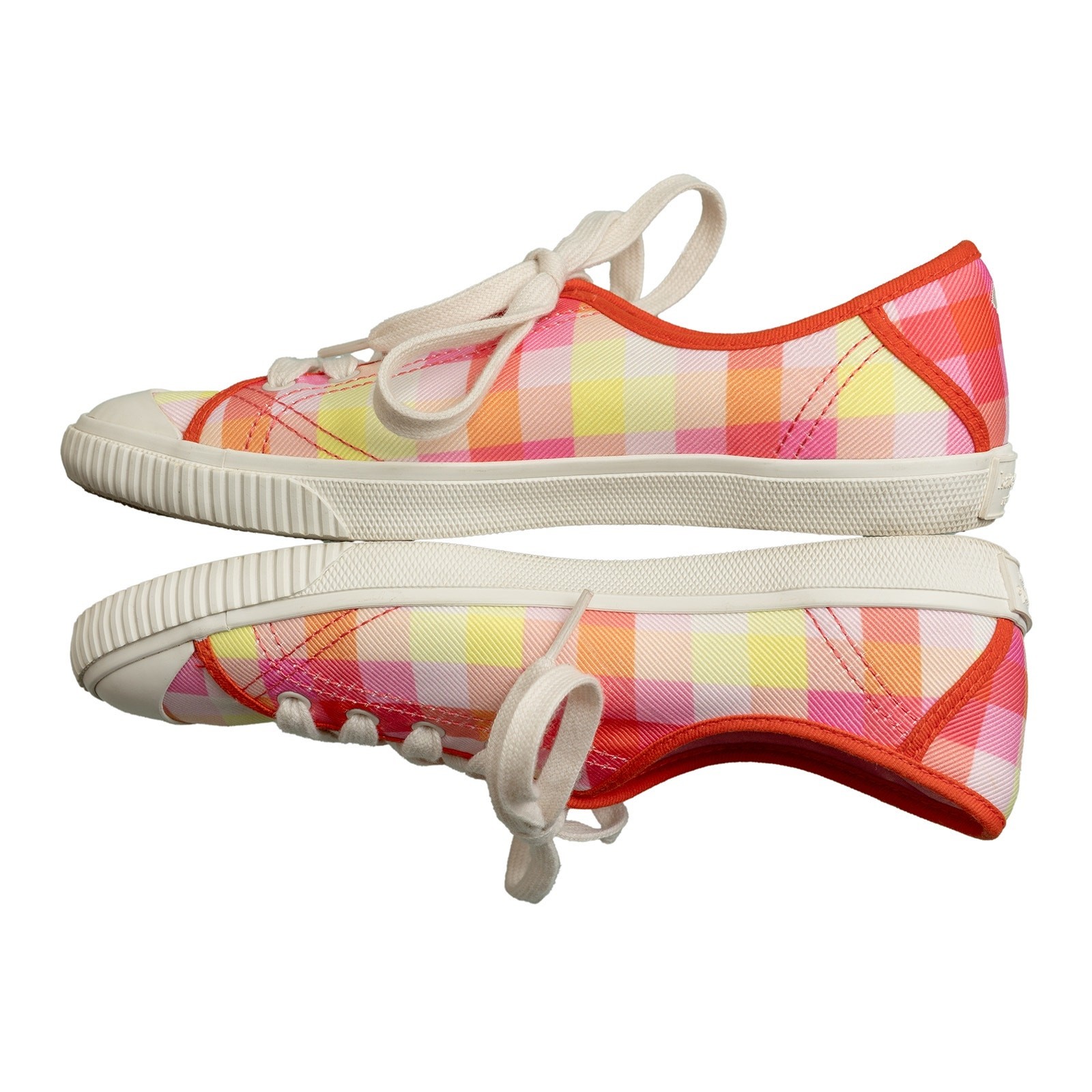 Women’s Designer Kate Spade New York Tennison Pink Madras Low-Top Sneakers Flats