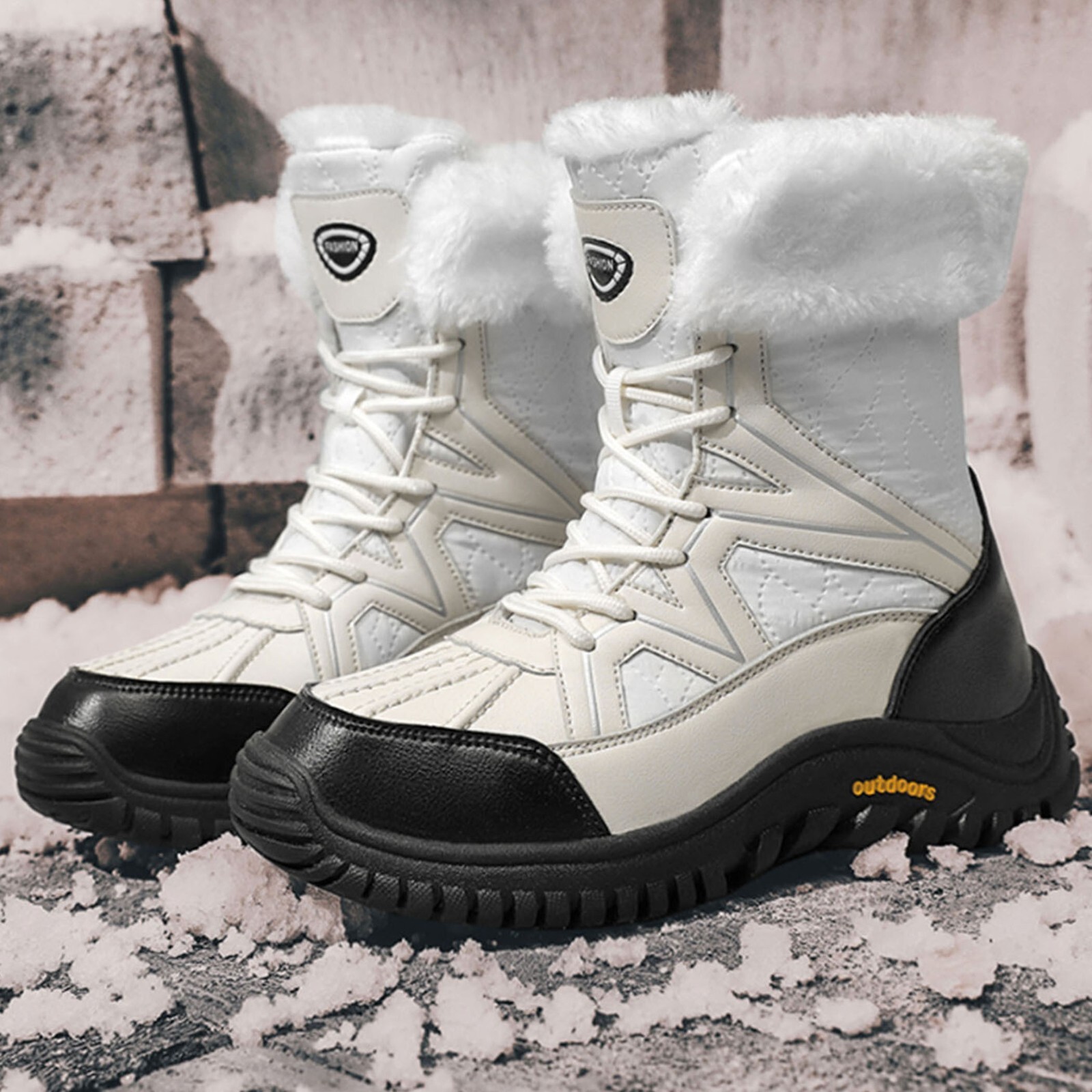 Women’s Mid-Calf Winter Snow Boots Faux Fur Winter Shoes Outdoor Hiking Boots