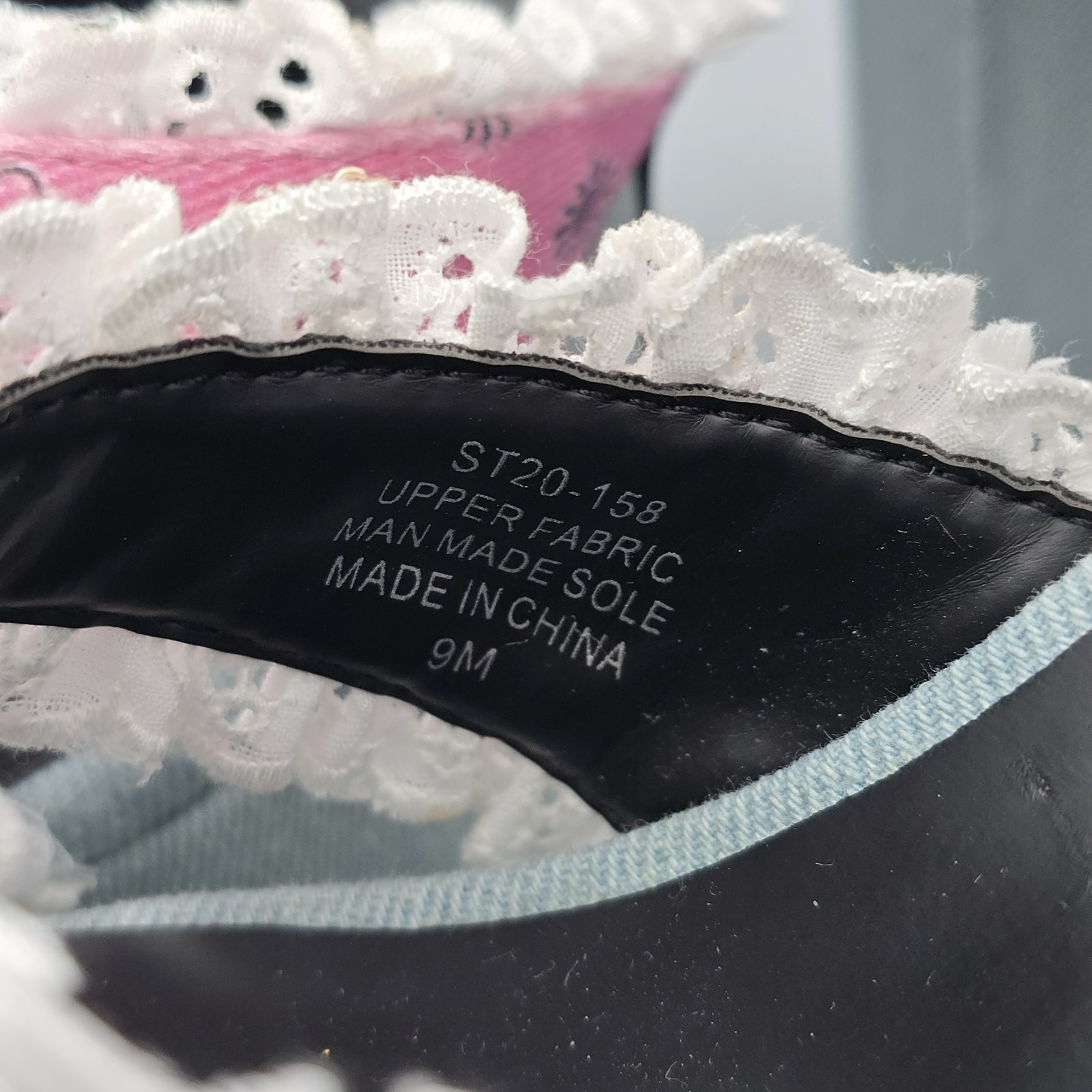 Dolls Kill Denim Pink Bandana Eyelet Platform Heels by Sugar Thrillz Size 9 M
