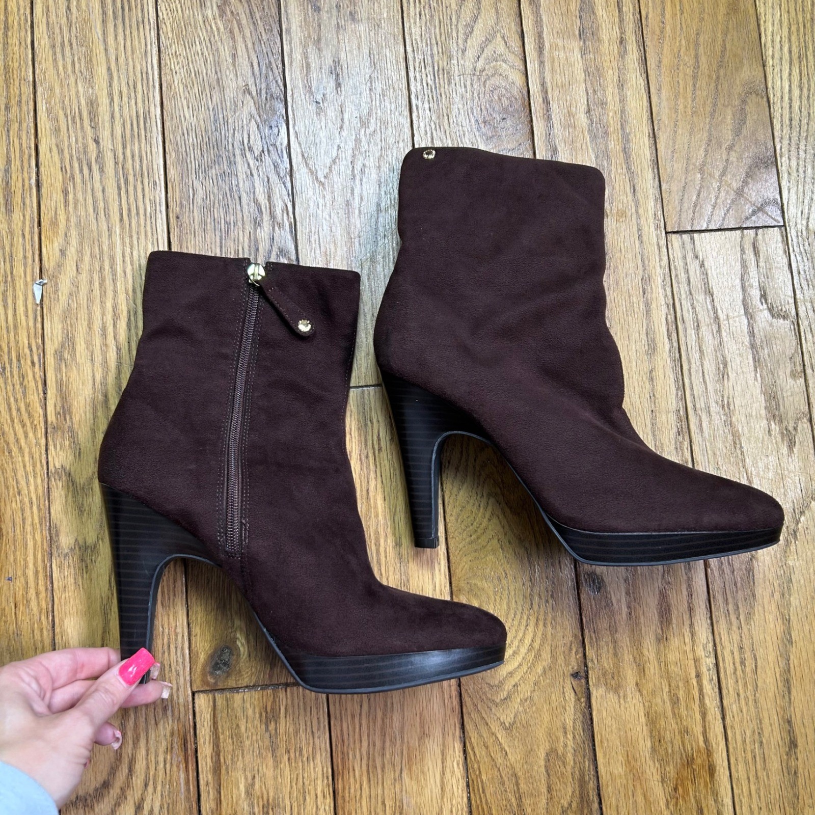 Isaac Mizrahi for Target Brown Faux Suede Platform Ankle Boots Brea Size 8.5