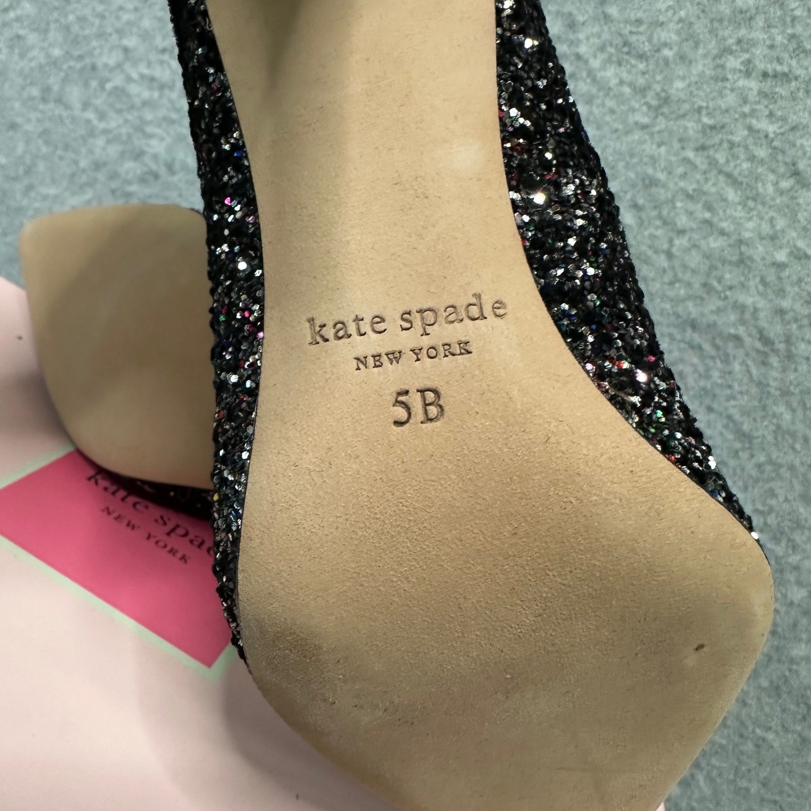 Kate Spade Valerie Black Multi Metallic Flocked Glitter Pumps Heels K0567 5B NEW