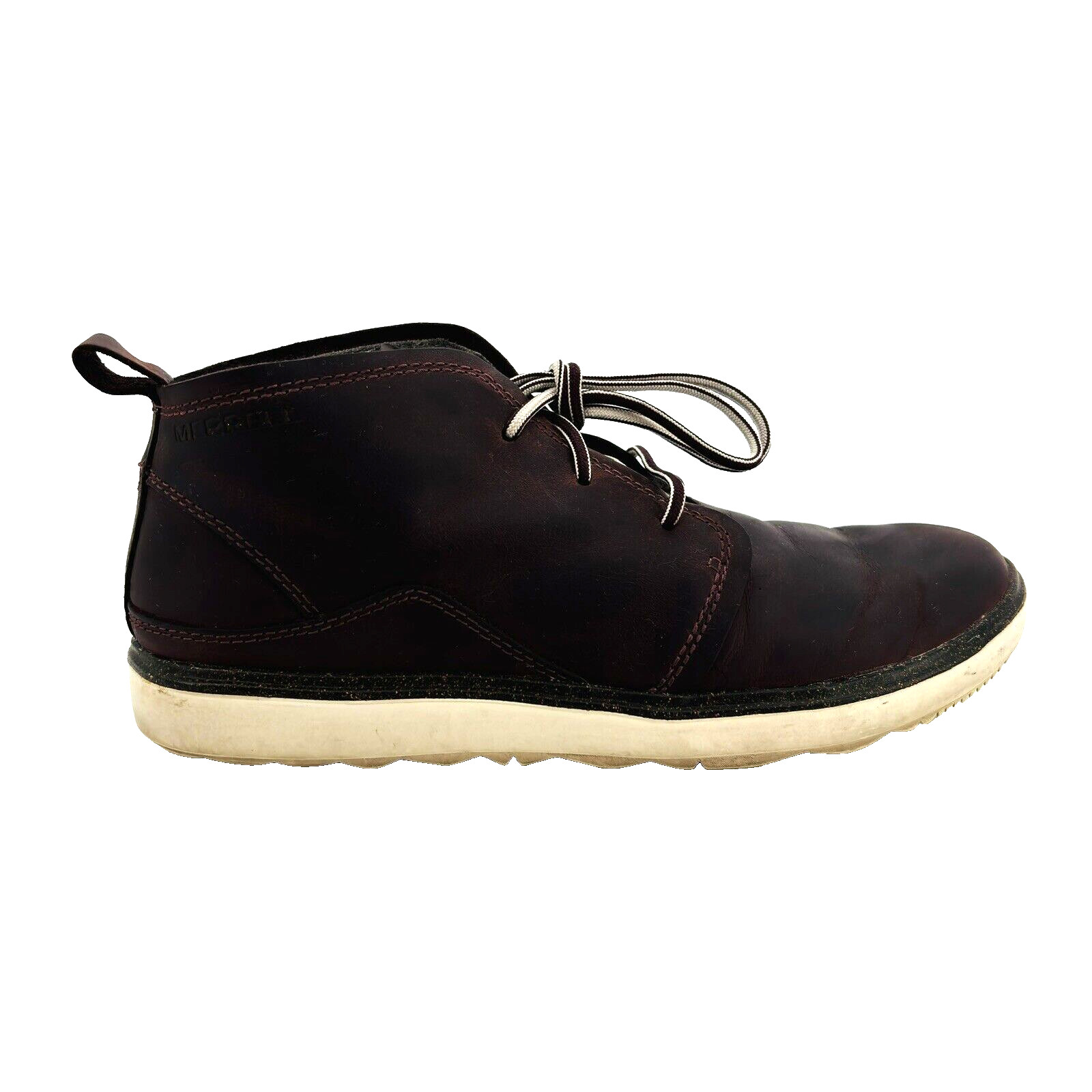 Women’s 7 Merrell Huckleberry Chukka Boots Red Leather Pull Tab Ankle Lace Up