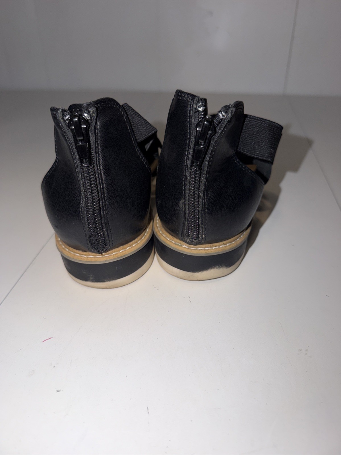 Kelly & Katie Autumn Black Ankle Strap Back Zip Flats Size [10.5 o 11]