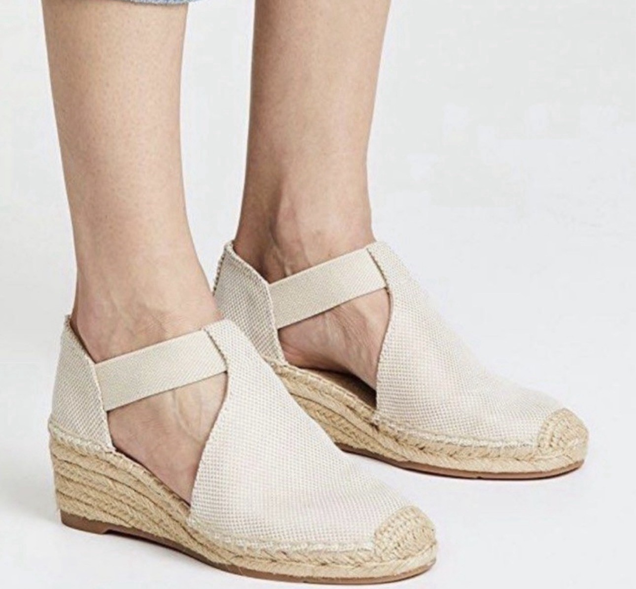Tory Burch Sz 8M Catalina Wedge Espadrille in Natural Tan Closed Toe Sandal $235
