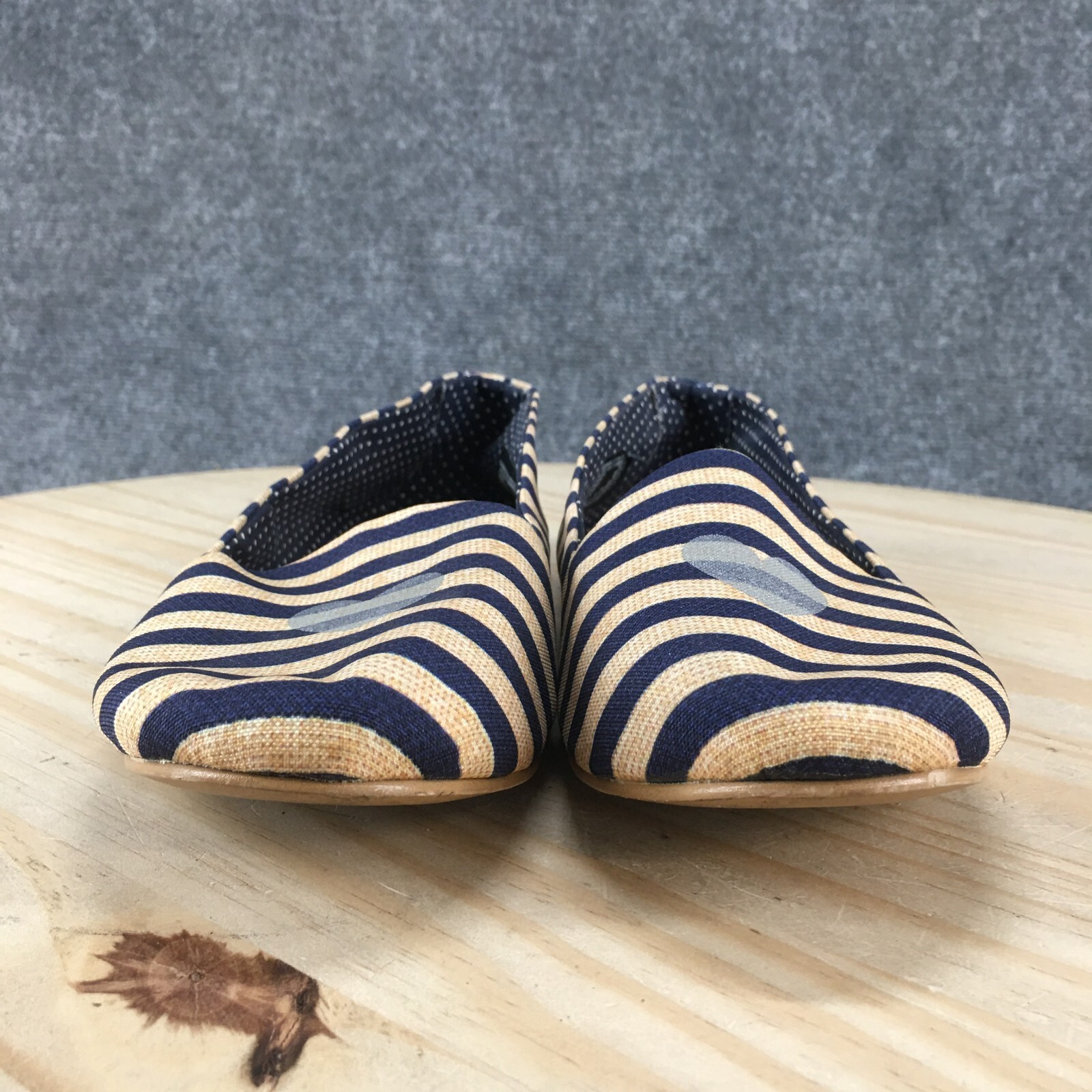 Loly In The Sky Shoes Womens 9 Ballet Flats Blue Yellow Striped Casual Slip On