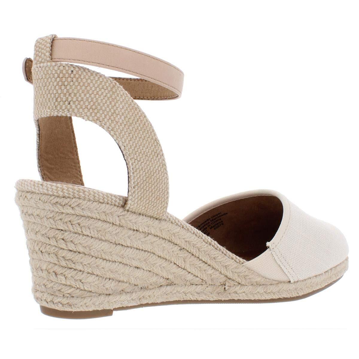 Style & Co. Womens Mailena Canvas Wedge Sandals Beige 9.5 Medium (B,M)