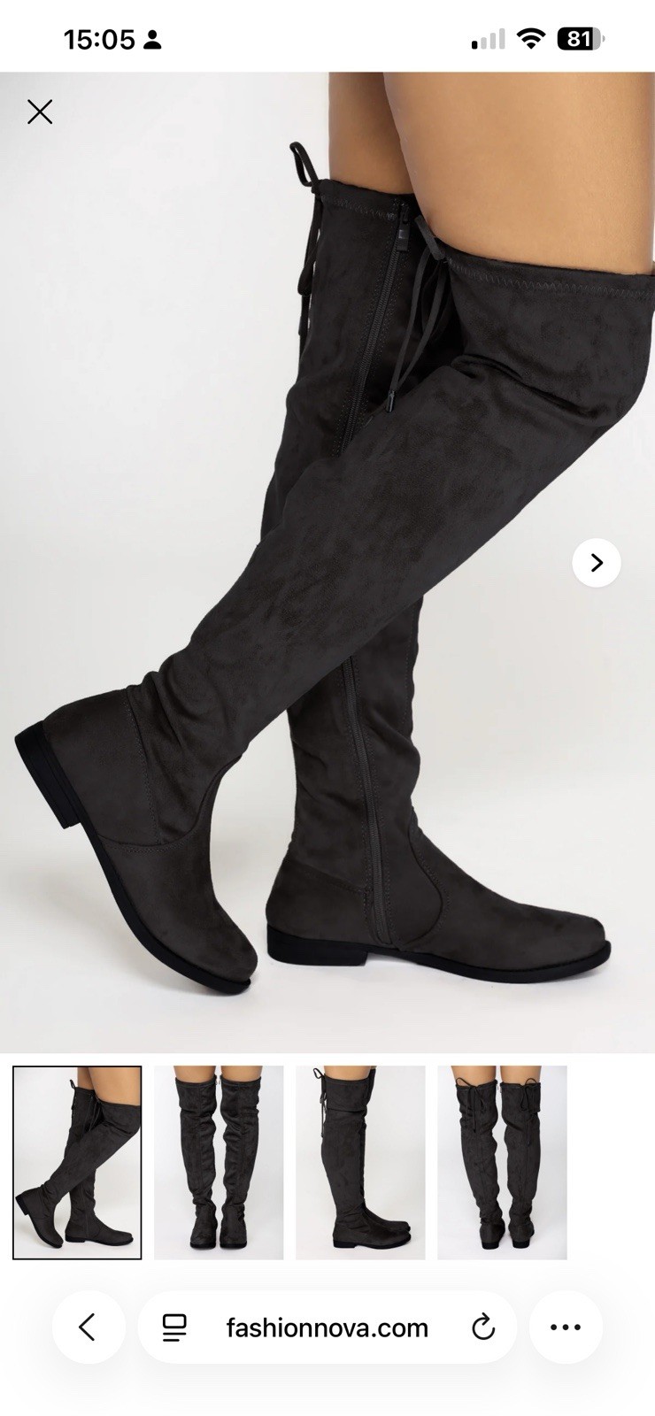 Fashion Nova Isla 1 Over-the-Knee Black Suede Flat Zip Boots Women’s US 9