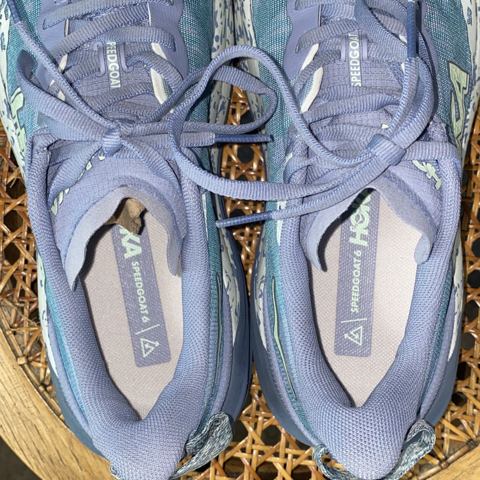 Hoka Speedgoat 6 Running Shoes Womens 8 B Purple Green Sneaker Vibram Excellent