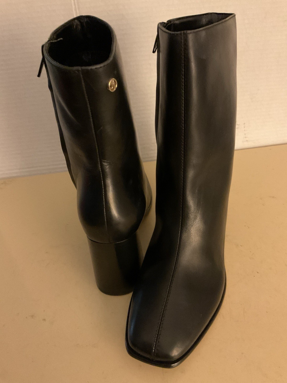 Jatarea Women Black Leather Chelsea Heel Boots US 11 Euro 42 UK 9
